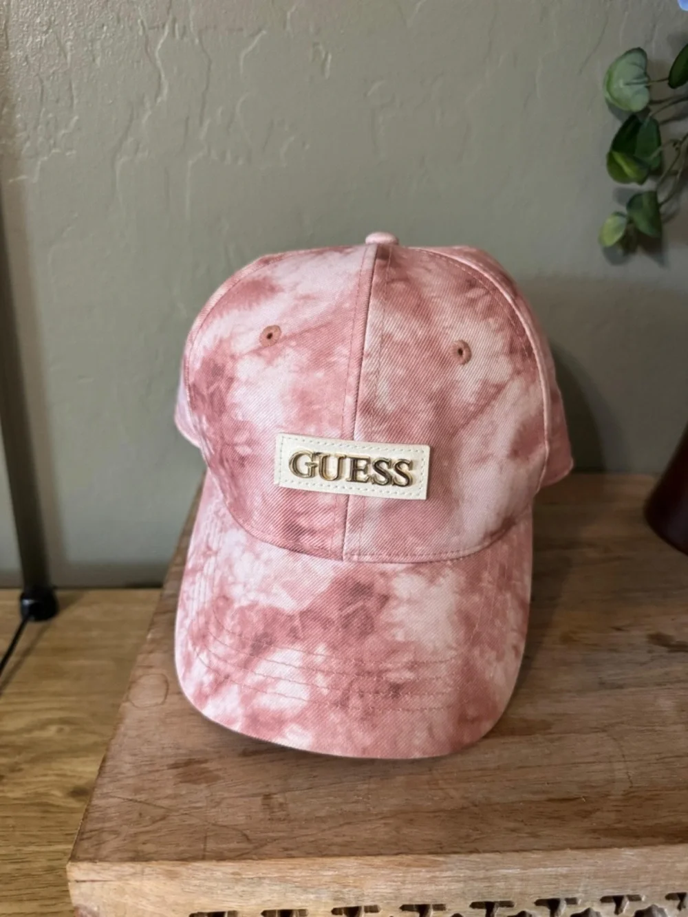 GUESS Pink Tie Dye Baseball Cap Logo Adjustable Hat